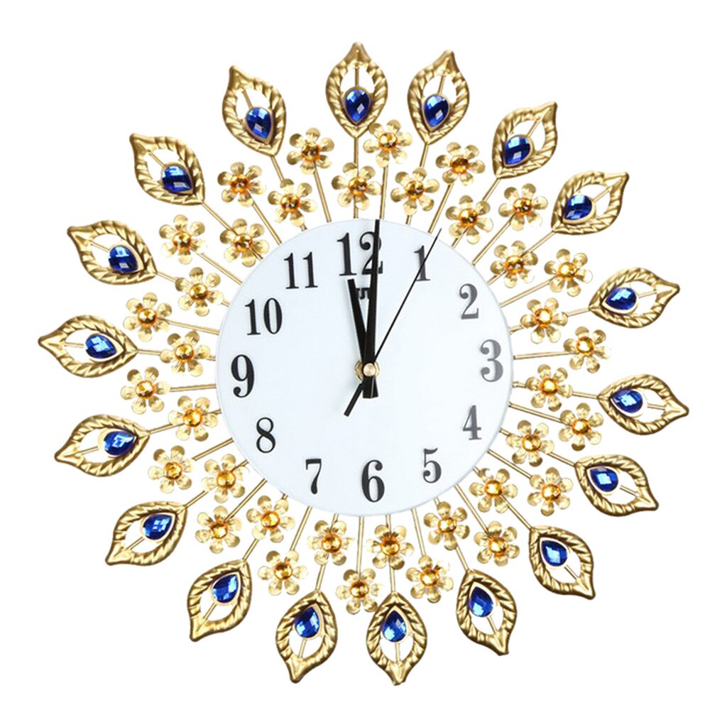 Digital Wall Clock Peacock Crystal Diamond Clock for Office Room Home Decor