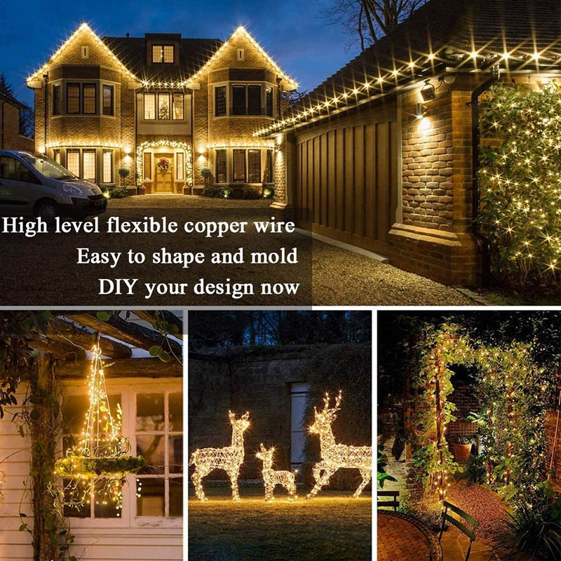 Solar--Lichterkette für Höhle Außenbereich, wasserdicht, 8 Modi, 50/100/200/300 LEDs, für Weihnachten, Innenbereich, Haus, Garten, Party, Terrasse, Baumdekoration