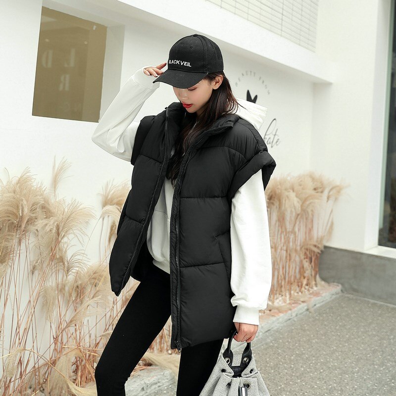 Lingwave grote maten herfst winter vest dames gilet losse mouwloze staande kraag jassen dikke warme vesten dames