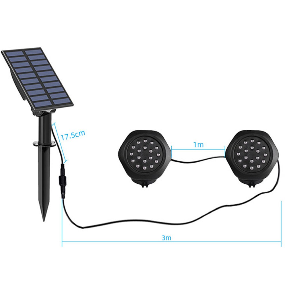 Luces LED solares para estanque de peces, luz subacuática de paisaje impermeable IP68, RGB, luz de fuente para acuario, decoración de césped