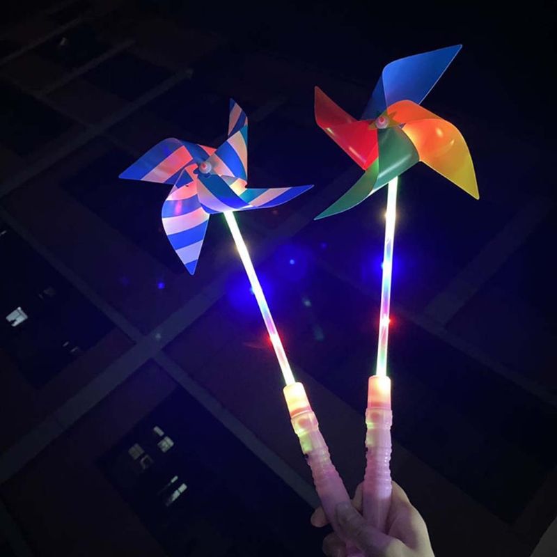10 Pcs Glowing Plastic Windmill Pinwheel Wind Spinner Garden Lawn Party Decor