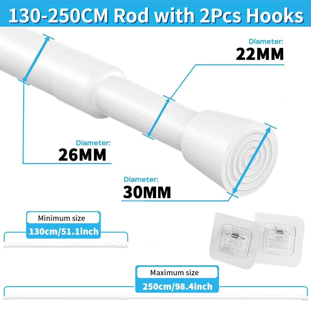 40-190CM Multi Purpose Spring Loaded Extendable Telescopic Curtain Pole Tension Rail Net Voile Pole Net Telescopic Rods Curtain: Orange