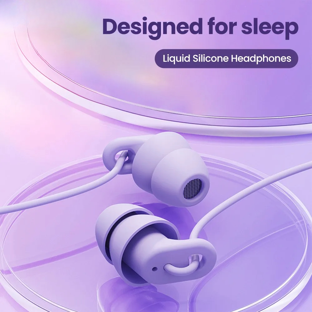 Sound Insulation In Ear Sleep Headphones Soft Silicone Comfort Wearing Anti Noise Side Sleeping Wired Music Earphones