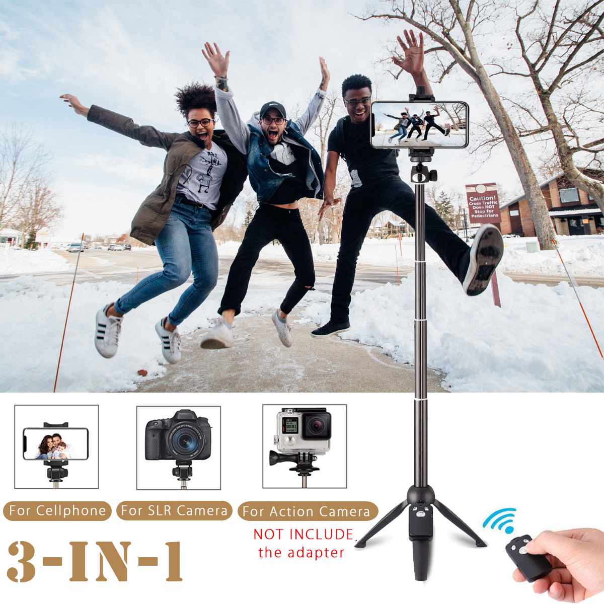 100 Cm Handheld Statief Selfie Stok 3 In 1 Bluetooth Uitschuifbare Monopod Voor Smartphones Slr Actie Camera Voor Iphone Voor gopro