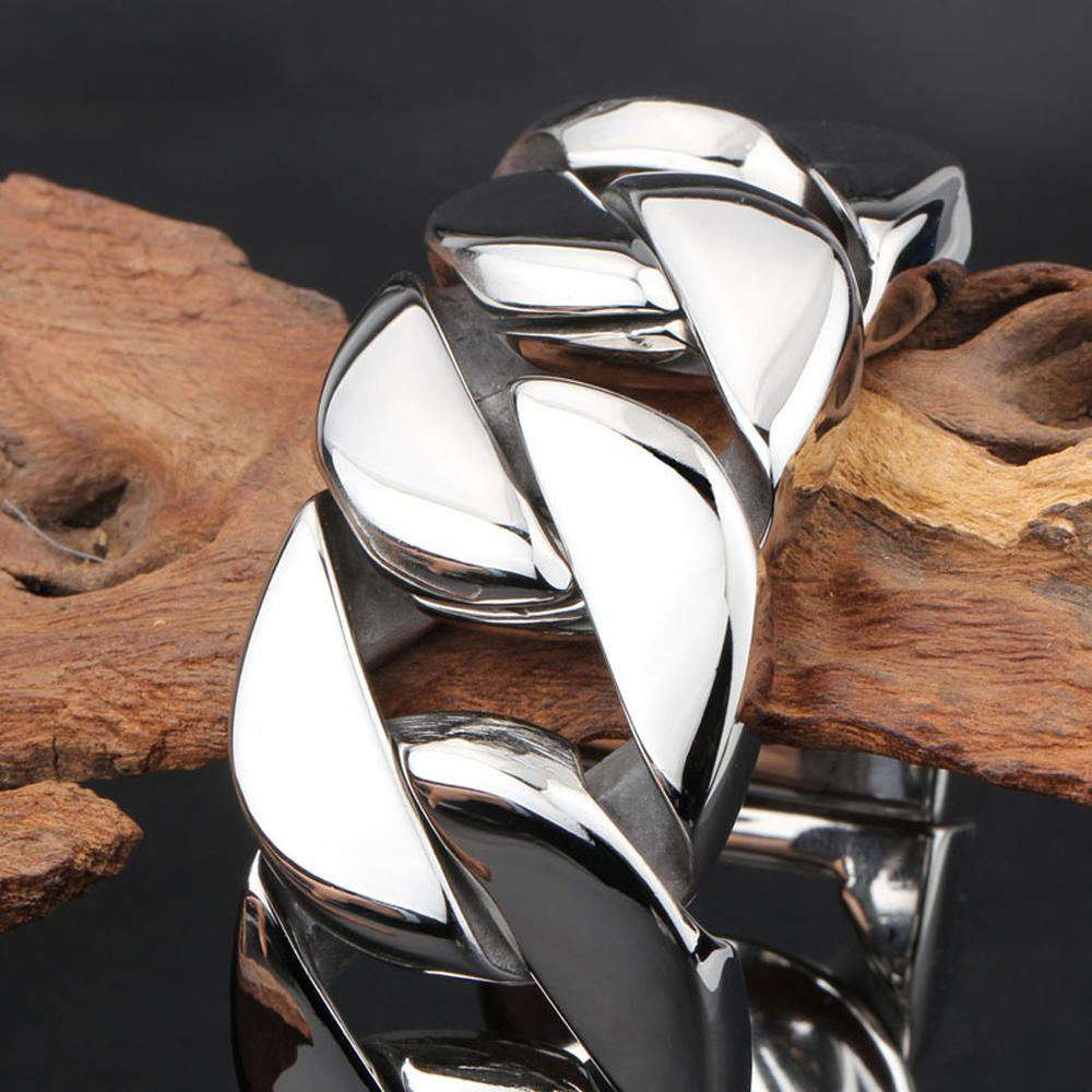 32mm*24cm heren zilveren kleur hoog gepolijst 316l roestvrijstalen curb cubaanse schakelketting armband sieraden