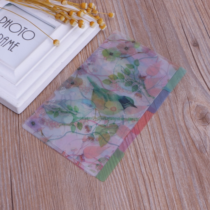 5Pcs Floral Category Page Planner Index Page Notebook Translucent 6 Hole Binder L41E
