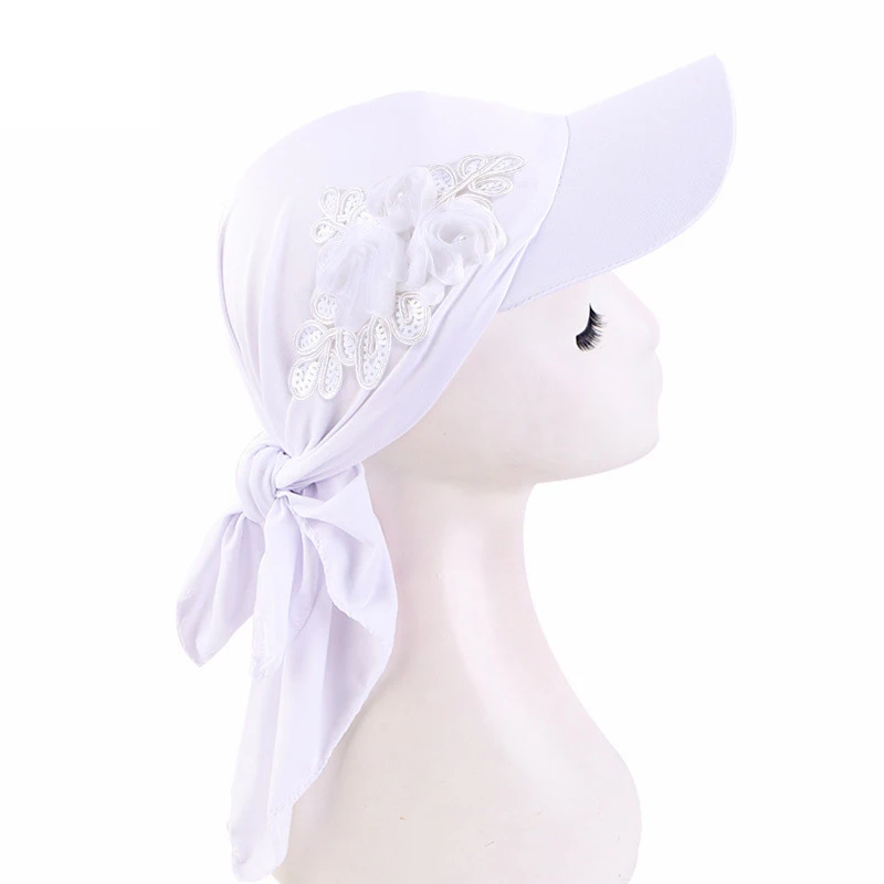 Gorra de ala ancha de verano para mujer, visera para el sol con turbante preatado, gorros Hijab, pañuelo para la cabeza, pañuelos a prueba de viento, sombrero para el sol al aire libre de Color sólido: Dusty camello