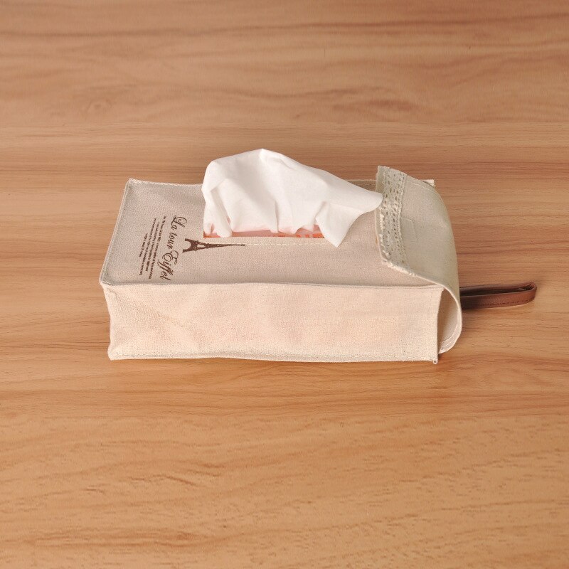Bomuld linned tissue boks bøjle væv opbevaring kasser hjemme bil papir håndklæde servietter servietter boks boks hængende væv holder