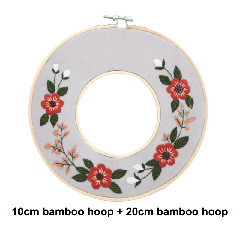 DIY Flower Embroidery Kit with Bamboo Hoop Needlework Flower Pattern Printed Starter Kit Handmade Sewing Art Craft Painting: 3
