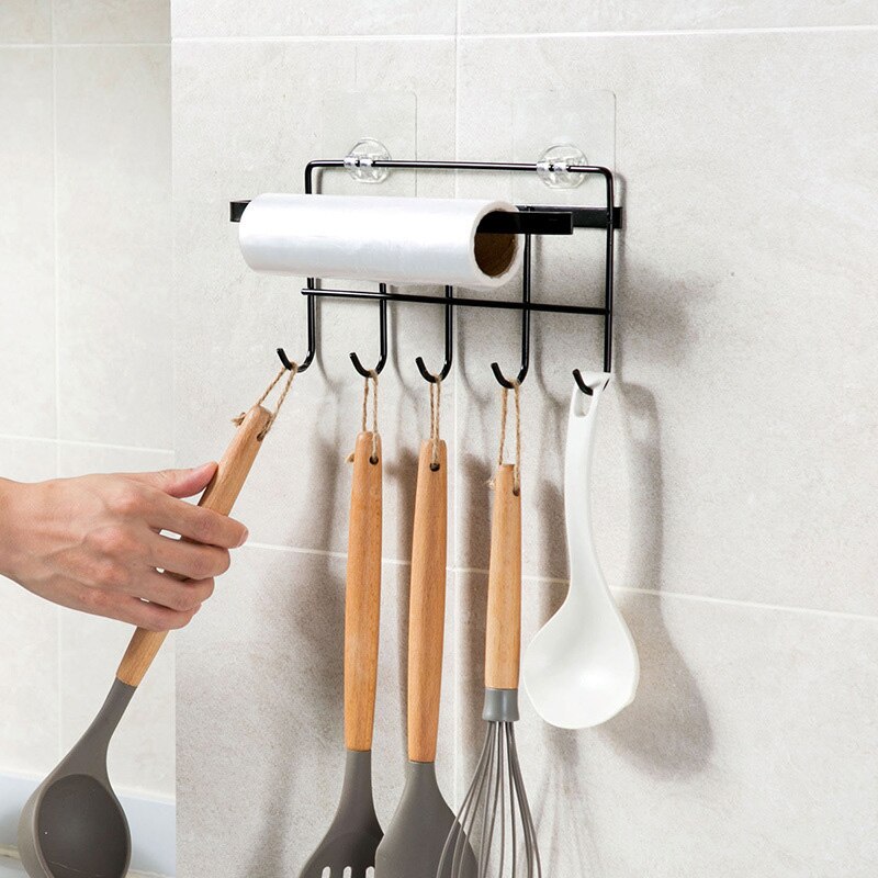 Multifunctionele Keuken Opslag Haak Houder Papieren Handdoek Houder Rack Voor Lepel Scoop Badkamer Keuken Organizer