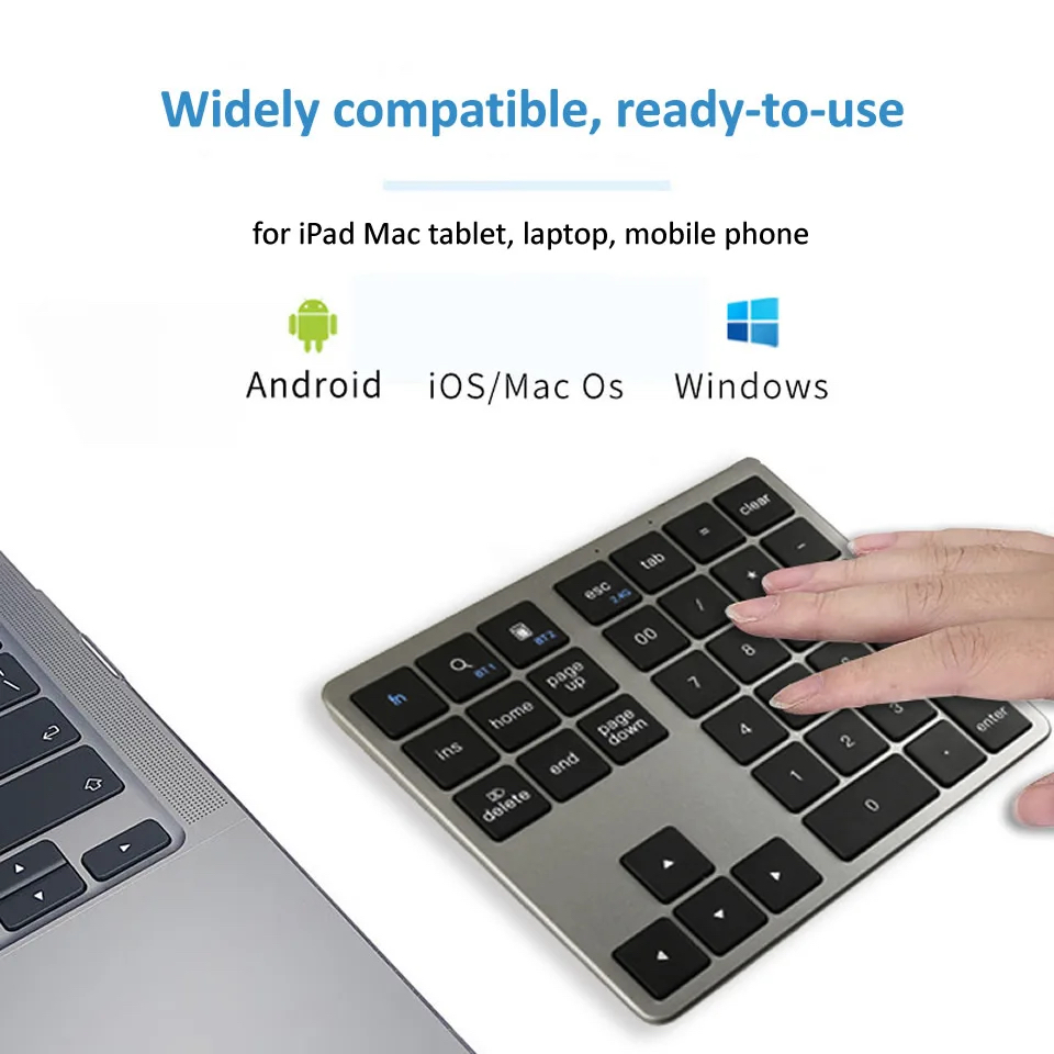 2,4 Ghz Draadloos + Bluetooth Numeriek Toetsenbord K35 Nummerblok USB C Oplaadbare Numpad voor IOS Android Windows Digitale Toetsenbord