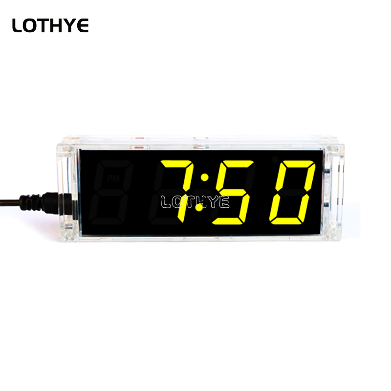 Digitale Röhre DIY Uhr Bausatz Temperatur Mehrfarbige LED Woche Anzeige Mit Klar fallen Abdeckung DIY Elektronische Bausatz Lözehn Montage: Grün
