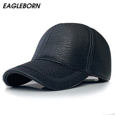 EAGLEBORN Men Winter Hat Baseball Cap Leather Cap Dad Hat 58cm: Default Title