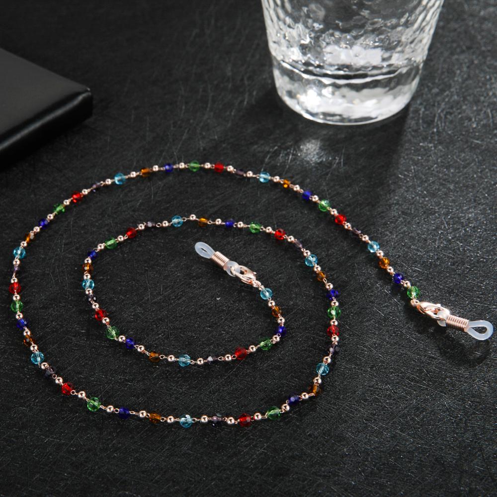 Skyrim Boho Women Colourful Beaded Glasses Chains Holder Metal Eyeglasses Cord Neck Strap Rope Lanyard for Sunglasses: Style B - rose gold