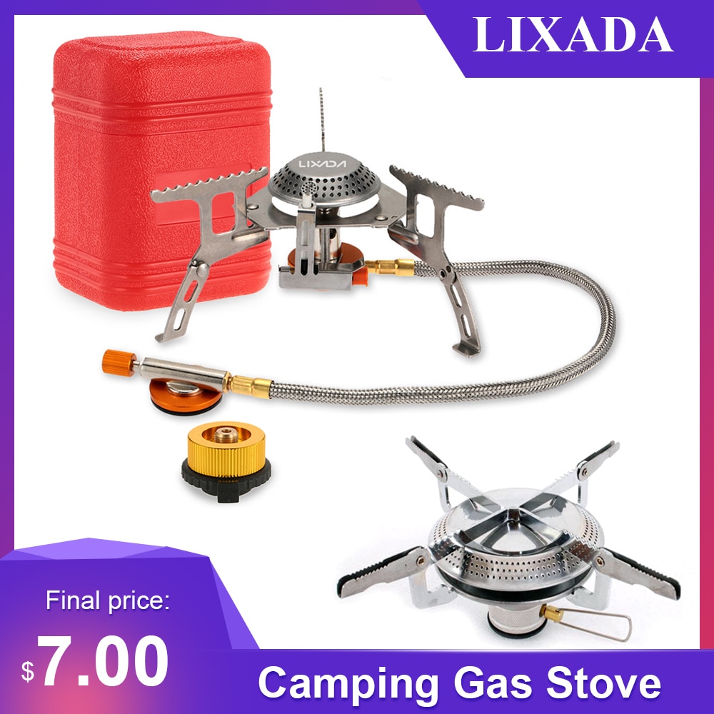 Lixada équipement de Camping 3000W Camping cuisinière à gaz en plein air carburant pliant Camping ustensiles de cuisine Portable pliable cuisson cuisinière à fente 캠