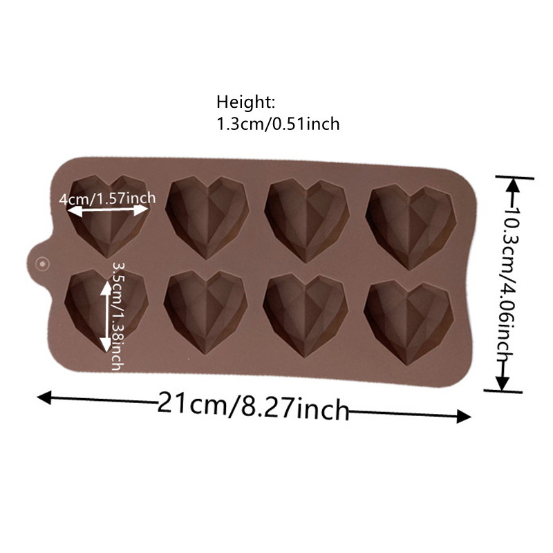 15 Cavity Diamond Heart Silicone Chocolate Mold DIY Cake Accessories Molds Kitchen Ice Cubes Biscuit Pastry Manual Baking Mould: Pink