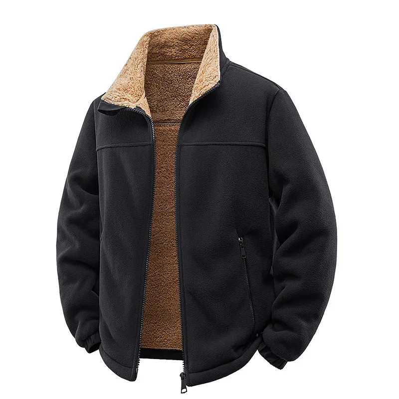 Chaqueta de lana gruesa para hombre, ropa de abrigo informal holgada de 400g de peso alto para otoño e invierno con relleno, abrigo holgado con cuello levantado
