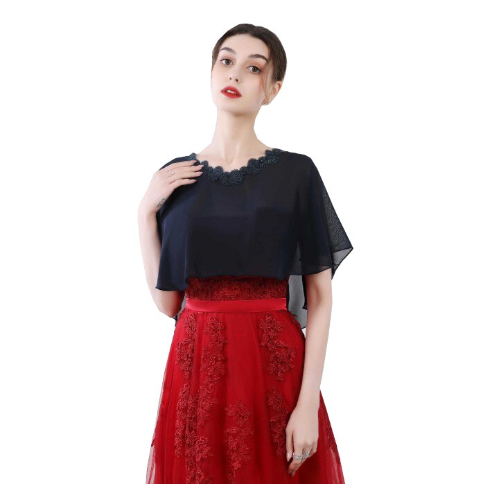 Vestes en mousseline de soie pour femmes, longues écharpes, châle, enveloppe, doux, pour soirée et mariage: navy blue