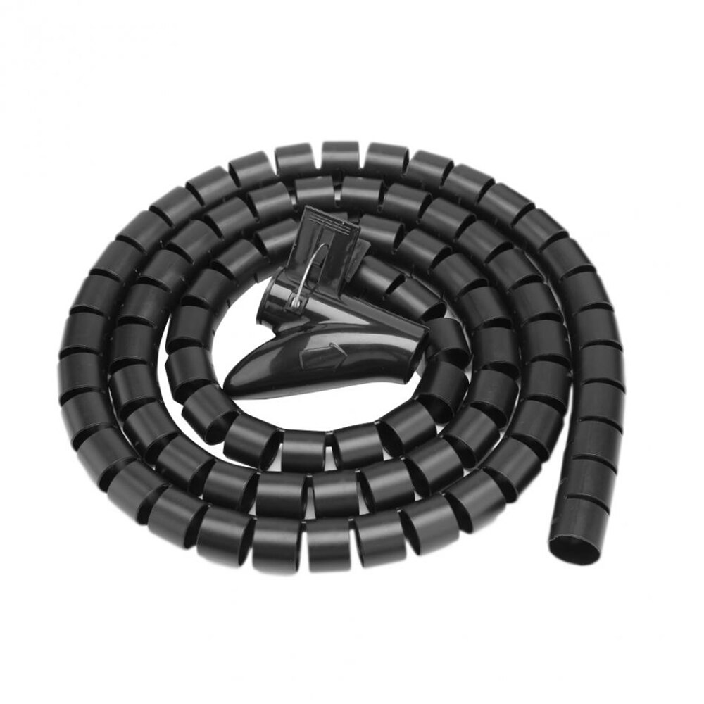1 sztuk 1.5/2m elastyczny kabel spiralny organizator przechowywania przewód przewód Protector zarządzanie kablami Winder biurko Tidy akcesoria kablowe: 16mm  2m black