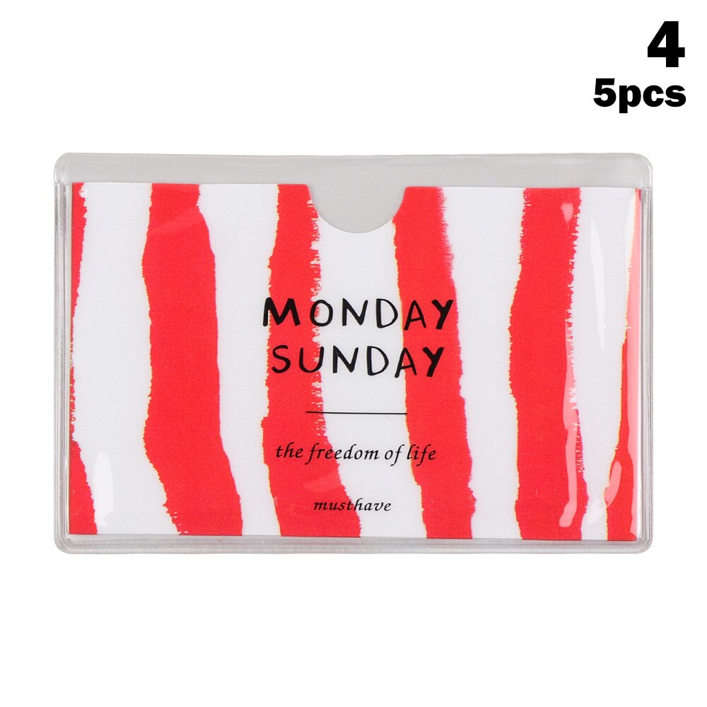 5 PCs Cute cartoon student bank credit card protective cover PVC translucent frosted card holder Protector Case for girls: 4