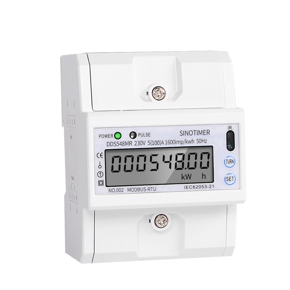 DIN Rail Mount AC 380V 5-100A Three Phase 2 Wire Digital Power Meter Electricity Cost Measuring Meter