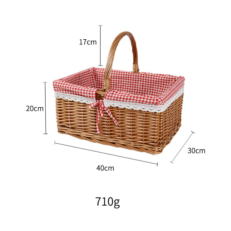 Cesta de Picnic hecha a mano, bolsas de mimbre para el almuerzo, cesta de almacenamiento de Compras de para Camping con tapa, cesta de almacenamiento de alimentos tejida para mujeres, cesta para fruta: Square M