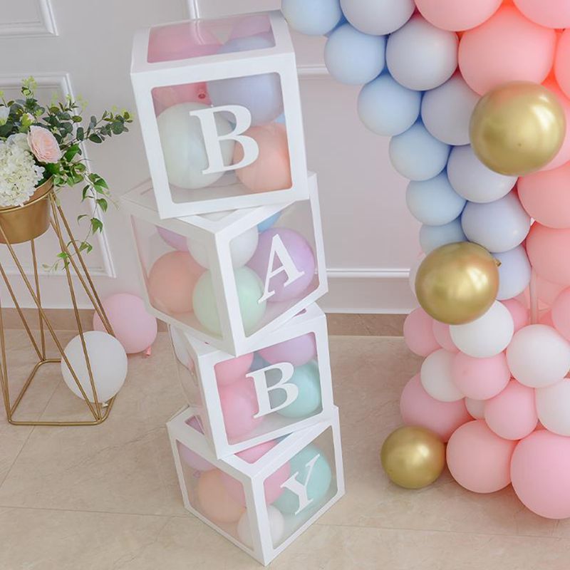 Transparent Baby Shower Box Boy Girl Birthday Decor 1st One First Birthday Wedding Party Decor Christening Babyshower Supplies
