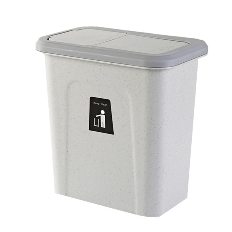 1pc couvercle coulissant poubelle cuisine armoire porte suspendus stockage poubelle sanitaire mural pliant poubelle outils de cuisine: Blue dot gray