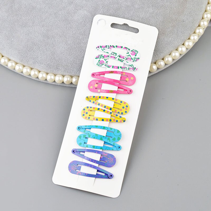 10 unidades/lote de pinzas para el pelo para niña pequeña, pasadores con estampado colorido para niña, horquillas de seguridad para niña, accesorios para el cabello: Style 4