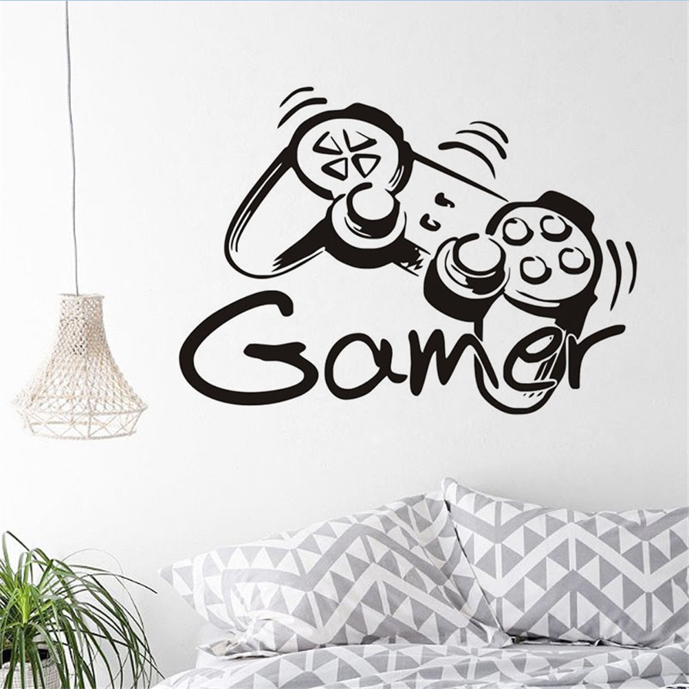 Gamer Wall Sticker Removable Wall Decoration Vinyl Wallpaper For Kids Boys Room Decor Decals Door Game Poster Sticker