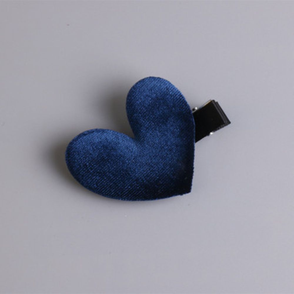 1 stk vintage fløjl dejlig hårnål korea hjerteform hårspænde hårspænder hårnåle kvinder hår tilbehør: Blå
