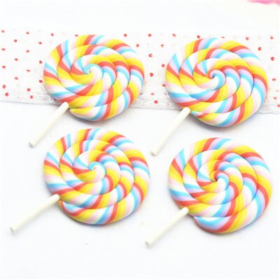 48mmX73mm Baked Polymer Clay Lollipop Miniatures|DIY Crafts embellishment materials|Clay Lollipop: COLOR 3-2PCS
