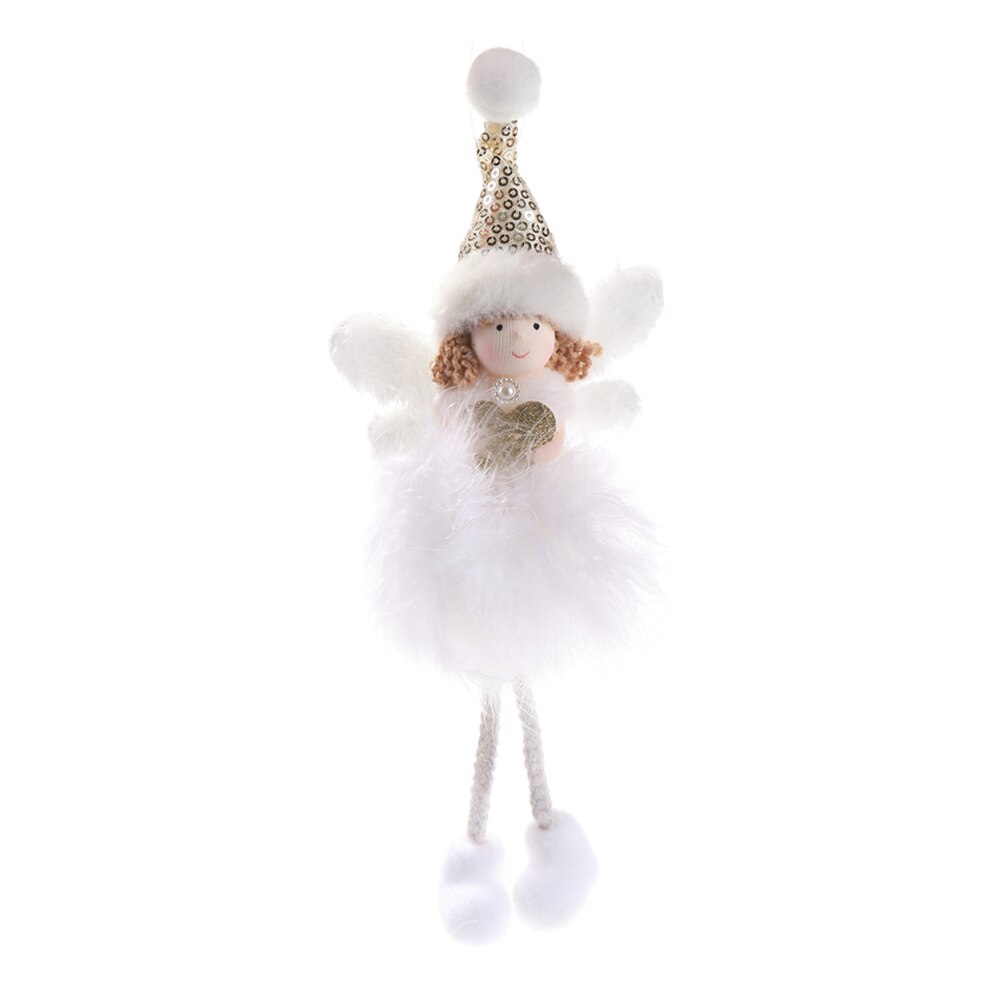 Jule sød engel dukke vedhæng legetøj dejligt juletræ ornamenter gør-det-selv julefest indretning juledukke vedhæng: Hvid
