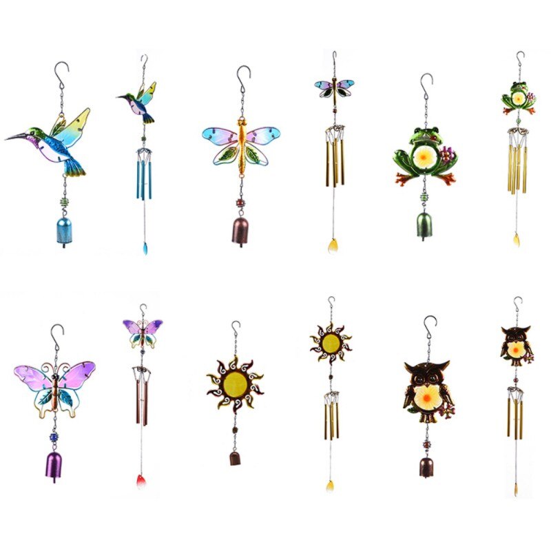 Vogel Wind Chime Voor Muur Raam Deur Wind Bell Opknoping Ornamenten Beeldje Creatieve Metalen Windgong Bel Miniatuur Craft