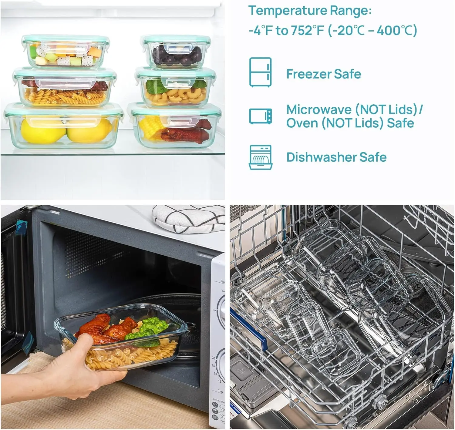 Køkkenorganisator til opbevaring af glasmad, bento-madkasser, opbevaring af grøntsager og frugt til køkkenet