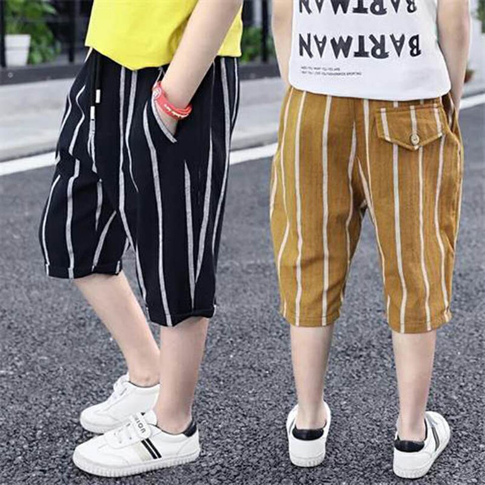 Pantalones cortos de cintura elástica para niños, ropa de para niños de 4 a 13 años, pantalones cortos rectos informales, novedad de verano