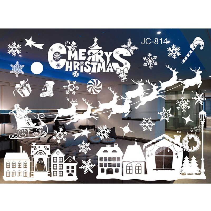 Autocollants de noël pour fenêtres, 53*37.2cm décorations murales en pvc, décoration d'intérieur pour l'année, autocollants pour vitres: 7