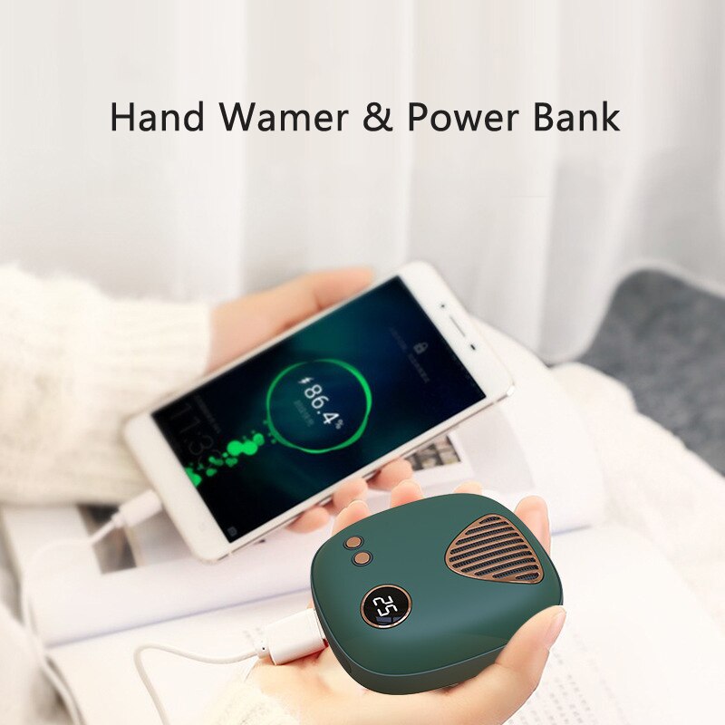 2 in 1 oplaadbare handwarmer verwarmingszak 5000 mah powerbank voor iphone 11 xr samsung xiaomi met digitaal display powerbank