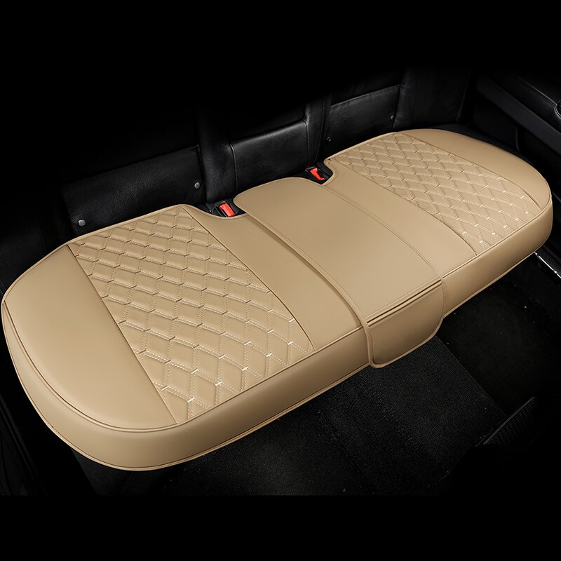 Waterdichte Lederen Auto Bekleding Universele Ademend Auto Voor Achter Zitkussen Protector Mat Pad Voor Truck Suv Van: 1 rear beige