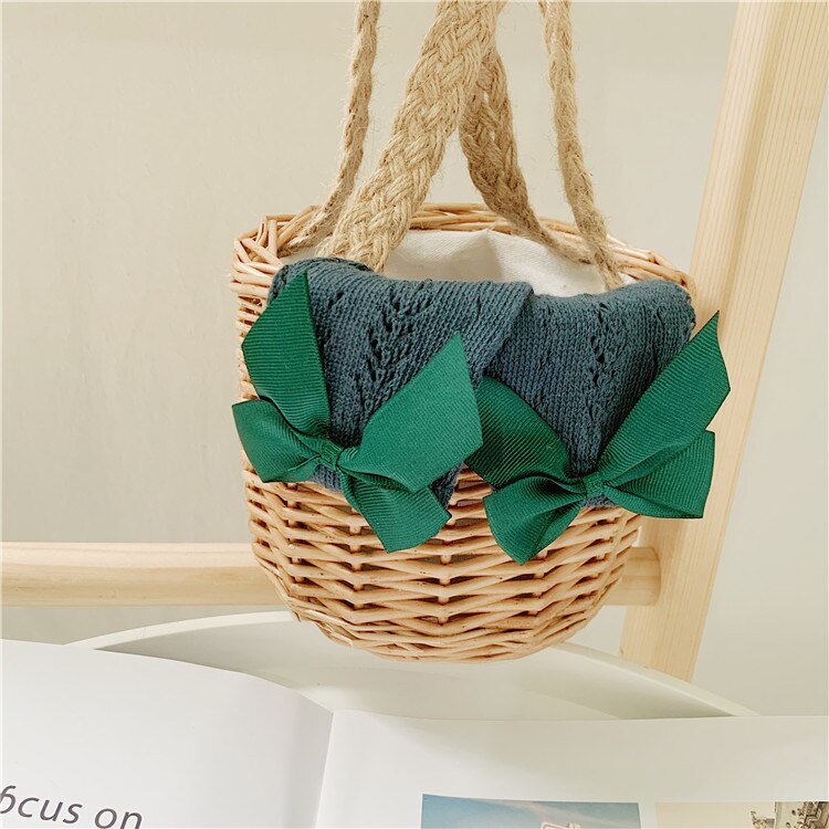 Calzini estivi per bambini per ragazze calzini lunghi con fiocco a tubo ginocchio alto bambino principessa spagnola scava fuori calzini carini per bambini per 1-8 anni: Green / 1-3 Years (S)