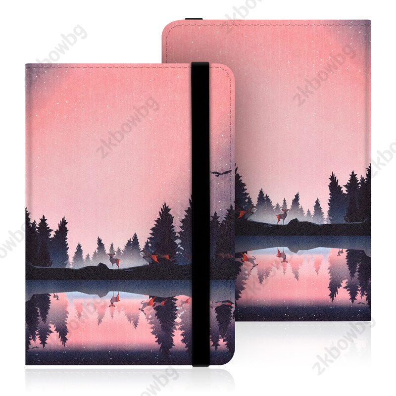 Bonita funda Universal para libro con tapa para Kobo Aura Edition 2 (6 pulgadas) HD E Ink Carta EReader N236 funda para libro electrónico Aura 2 con correa de mano: Azul marino