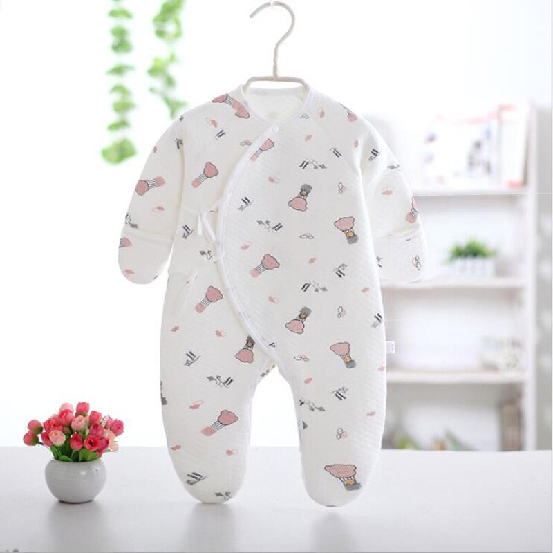 Pasgeboren Baby 100% Katoen Footies Voor Baby Jongens En Meisjes Lente Overall Uitloper Nachtkleding Cartoon Dier Kleren: WHITE / Pasgeboren