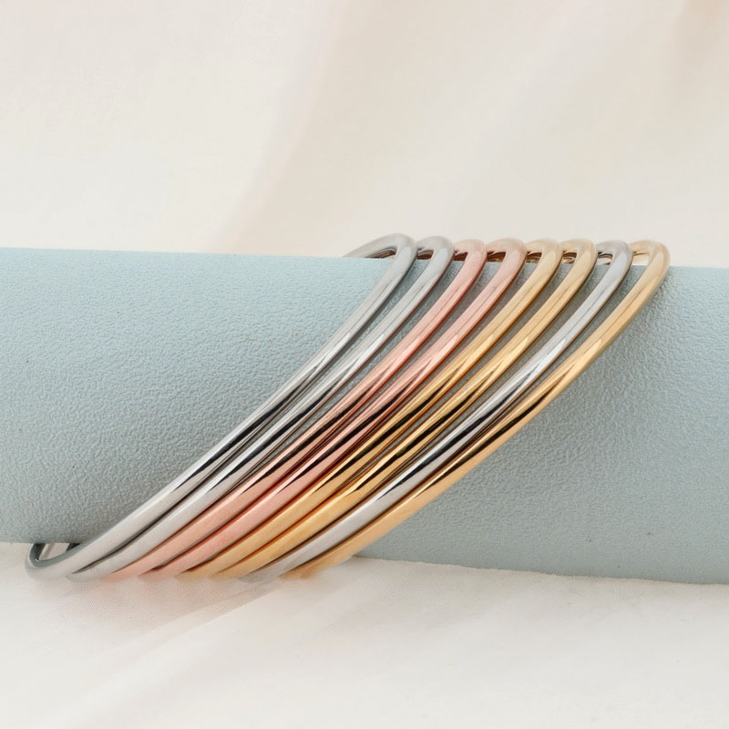 Simple Stainless Steel Bracelet For Women Men Gold Silver Color Geometry Wire Round Bangle Female Trendy Jewelry Wristband