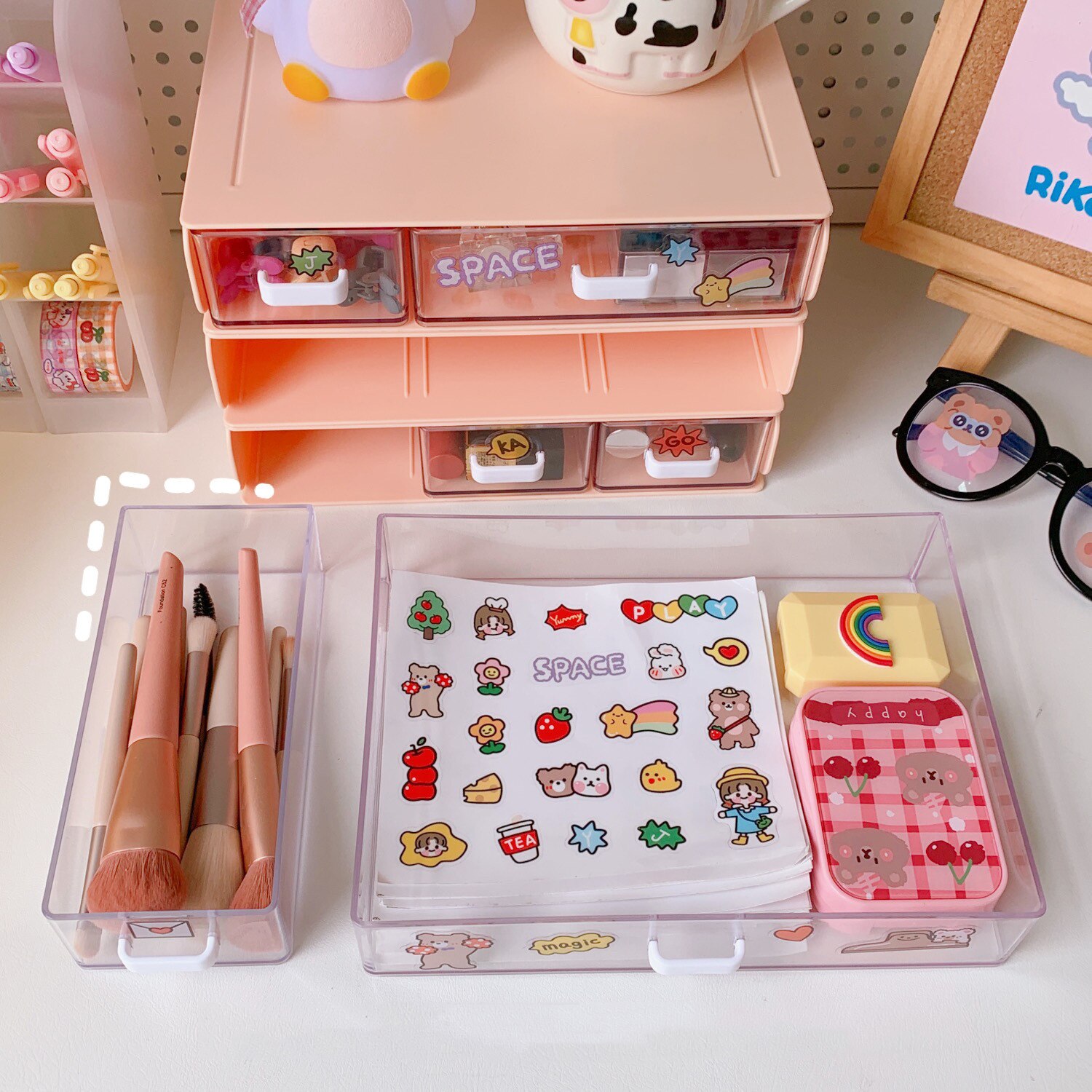 Desktop Acrylic Storage Box Drawer Organizer Large Capacity Sundries Storage Desktop Jewelry Nail Polish Makeup Drawer Container