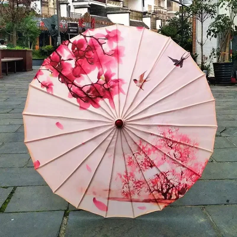 Adult Oil Paper Umbrella Chinese Style Rainproof Decoration Craft Hanfu Dance Photo Parasol Women's Umbrella Girls Cosplay Prop: PURPLE