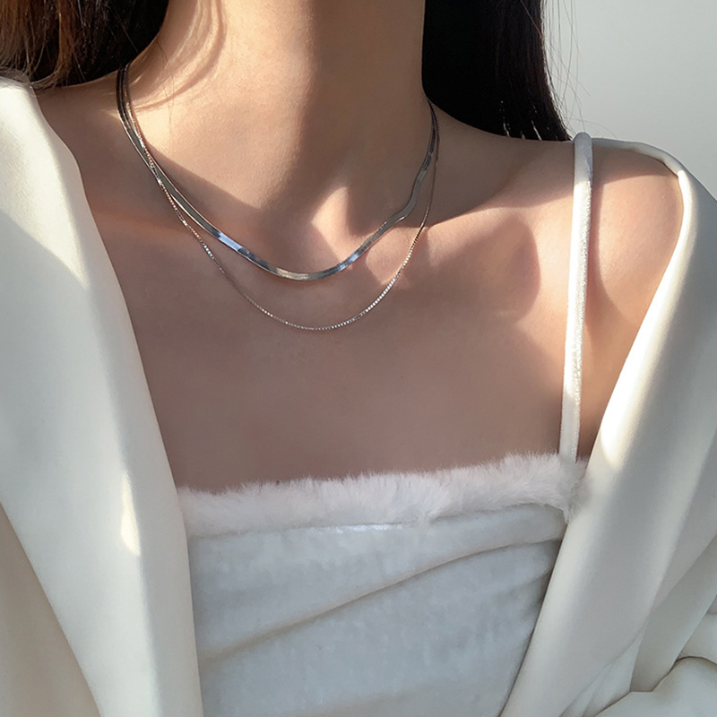 Fijne 925 Sterling Zilveren Platte Slang Ketting Ketting Set Sieraden Voor Mannen Vrouwen Charmes Bruiloft Mode Valentijnsdag
