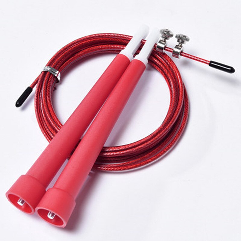 Saltar pular cordas cabo de aço fio ajustável velocidade rápida abs alça flexível pular cordas ginásio treinamento fitness esportes exerci: Red