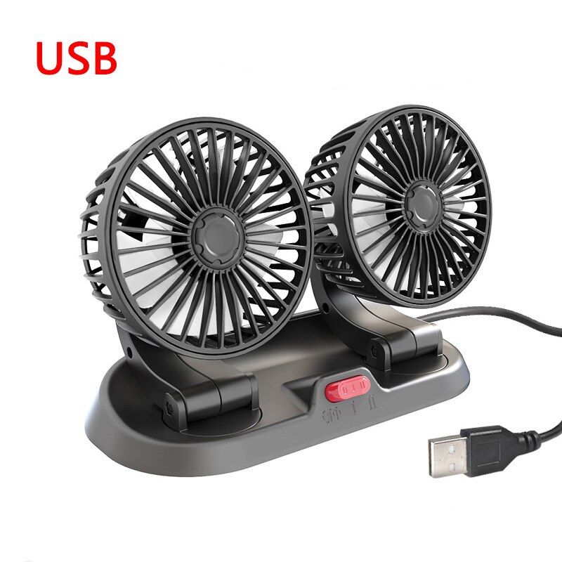 Portable Car Cooling Fan 12V 24V USB Mini Dual Head Cooler Fan Adjustable Auto Electric Fan Cooler Universal Car Accessories: usb