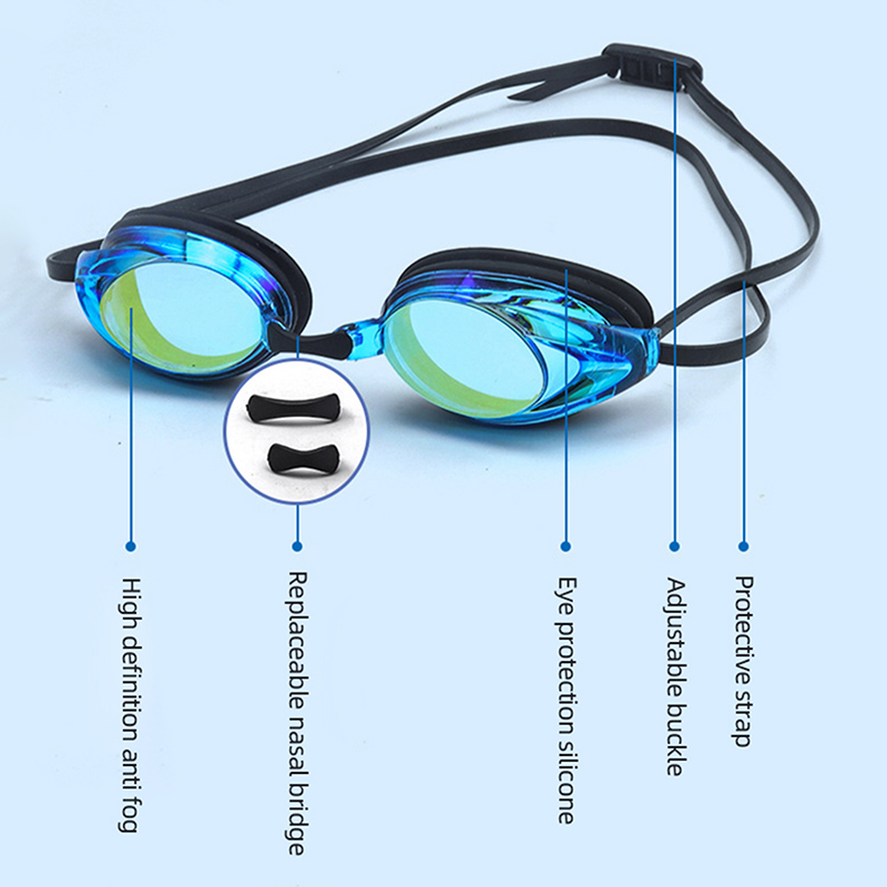 1 Stück Schwimmbrille – Schwimmbrille, mit Ohrstöpseln, professionell, beschlagfrei, kein Auslaufen, UV-Schutz, Weitsicht-Schwimmbrille für