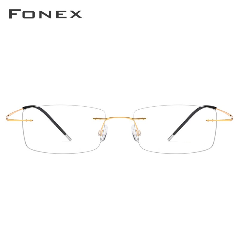 Gafas graduadas cuadradas ultraligeras sin montura Montura de gafas de aleación de titanio para hombre, gafas para miopía sin marco, gafas